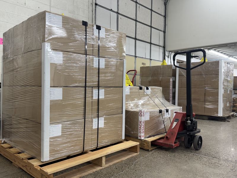 Palletized finished product ready to ship at RelianceCM